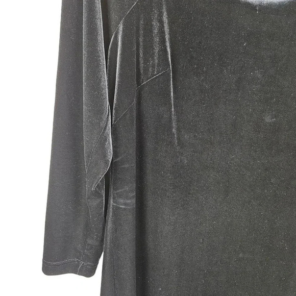 JD Stone Black Velvet Midi Dress Long Sleeve Size Medium Square Neckline - Picture 6 of 8